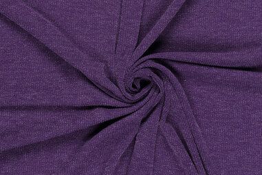 Paars - Tricot stof - ribtricot - lurex melange - paars - 24182-045