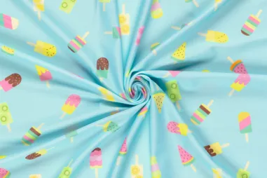 82% polyester, 18% elastan stoffen - Tricot stof - swimwear - digitaal ijsjes - aqua - 25/23815-004