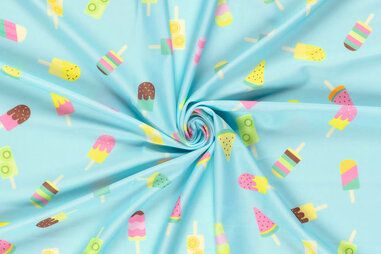 Nieuwe stoffen - Tricot stof - swimwear - digitaal ijsjes - aqua - 25/23815-004