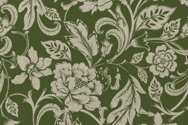 Groene stoffen - Deco stof - linnenlook - digitaal bloemen - groen - 1933-025