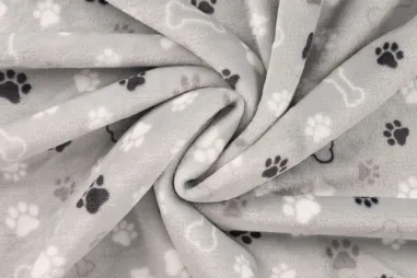 Hondenkussen - Fleece stof - paws and bones - zilvergrijs - 33501-610