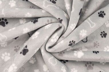 Plaid stoffen - Fleece stof - paws and bones - zilvergrijs - 33501-610