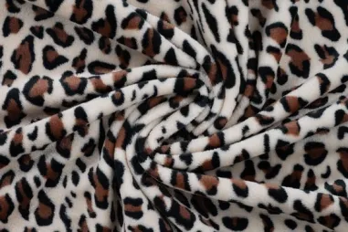 Quality - Fleece stof - luipaardprint - zand - 33510-520