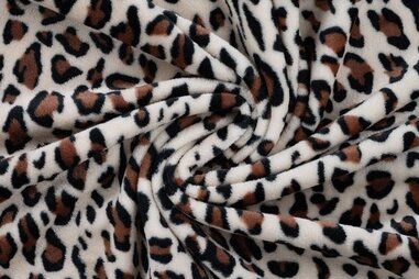 Plaid stoffen - Fleece stof - panterprint - zand - 33510-520