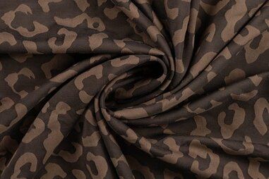 Stoffe - Viscose stof - polyestermix - jacquard - panterprint - zwart - 22852-690