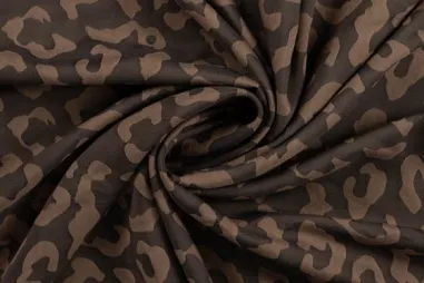 Taupe - Viscose stof - polyestermix - jacquard - panterprint - zwart - 22852-690