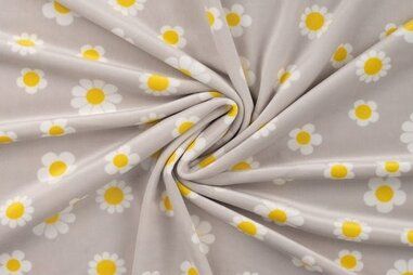 Nieuwe stoffen - Nicky velours stof - bloemen - beige - 35504-520