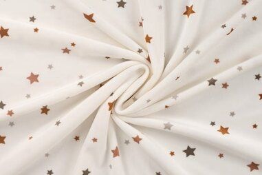 Nieuwe stoffen - Nicky velours stof - sterren - gebroken wit - 35506-510