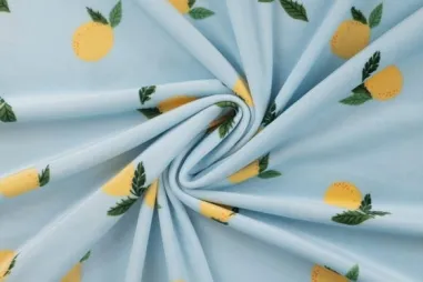 Fruit stoffen - Nicky velours stof - citroenen - lichtlauw - 35508-910