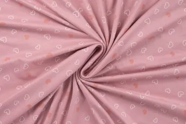 Hartjes stoffen - Tricot stof - flanel jersey - hartjes - babyroze - 47046-110