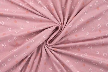 Nieuwe stoffen - Tricot stof - flanel jersey - hartjes - babyroze - 47046-110