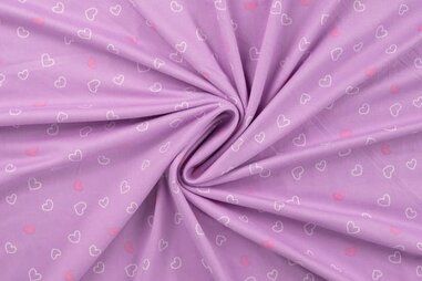 Nieuwe stoffen - Tricot stof - flanel jersey - hartjes - violet - 47046-440