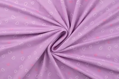 Violetpaarse stoffen - Tricot stof - flanel jersey - hartjes - violet - 47046-440