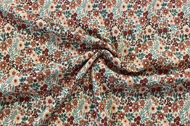 Bloemetjes stoffen - Tricot stof - rib jersey - bloemetjes - gebroken wit - 23568-051
