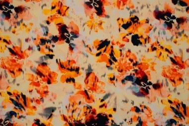 Niet rekbare stoffen - Viscose stof - digitaal bloemen - oranje multi - 922780-60