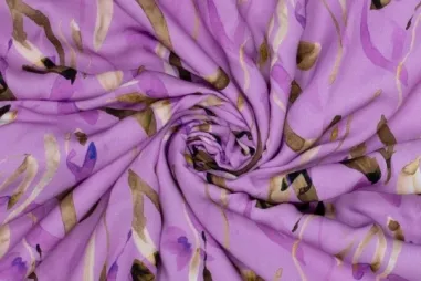 Polytex Stoffen - Viscose stof - digitaal bladeren - licht - 925021-40