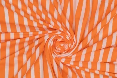 Polytex stoffen - Viscose stof - ecovero - strepen - oranje - 325046-50