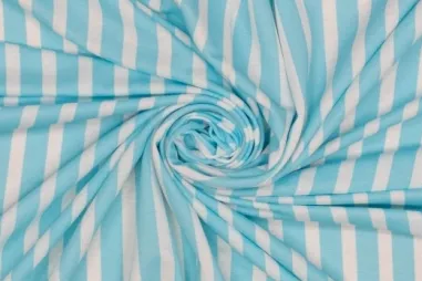 180gr/M² - Tricot stof - ecovero - strepen - lichtblauw - 325046-51