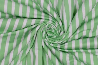 Witte stoffen - Tricot stof - ecovero - strepen - appelgroen - 325046-52