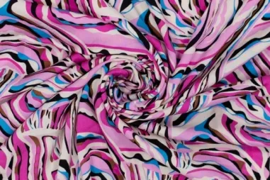 Viscose stoffen - Viscose stof - digitaal abstract - roze multi - 922810-90