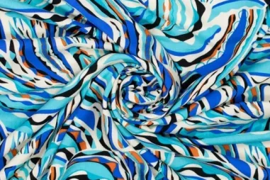 Viscose stoffen - Viscose stof - digitaal abstract - blauw multi - 922810-91