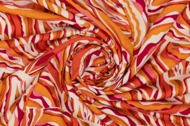 100% viscose stoffen - Viscose stof - digitaal abstract - oranje multi - 922810-92
