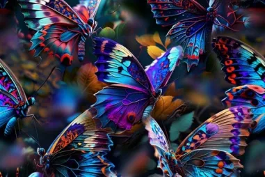 Multi stoffen - Tricot stof - French Terry - digitaal vlinders - multi - 60086-970