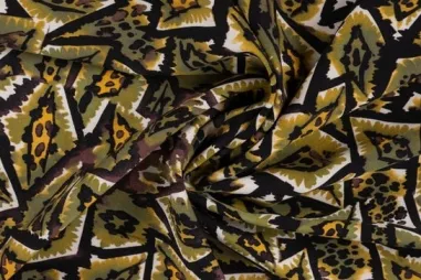 Kaki groene stoffen - Stretch stof - graphic animals - kaki - 22002-281