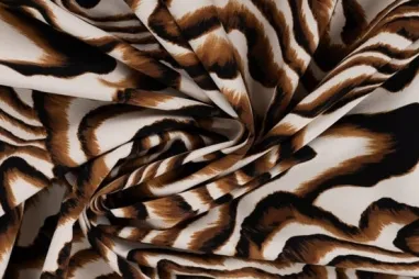 Sandbeige - Stretch stof - zebraprint brush - zand - 22003-520