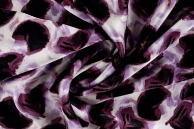 100% Viskose - Viscose stof - rayon satijn - fantasie - paars - 25003-431