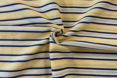 Viscose stoffen - Viscose stof - linnenmix - strepen - lichtgeel - 928102-31