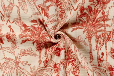 130gr/M² - Hydrofiel stof - jungle - rood - 23265-015