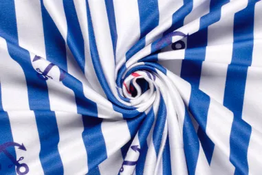 Bademantel - Badhanddoek stof - digitaal strepen - blauw - 23885-006