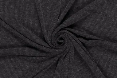 zwarte stoffen - Tricot stof - ribtricot - melange - zwart - 24182-069