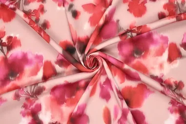 Taftzijde - lichtroze - 0420-888 - Viscose stof - stretch - Japanese twill - roze multi - 22032-870