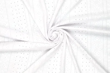 95% polyamide, 5% elastan - Tricot stof - broderie - wit - 16695-002