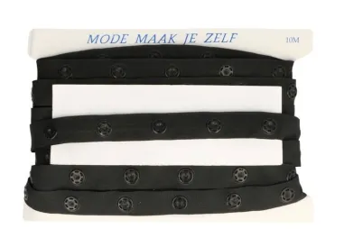 Nieuwe fournituren - Drukkertjes band 25 mm - zwart - 12106-25
