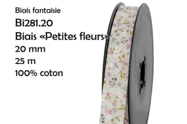 Biasband* - Biasband bloemetjes 20 mm - wit multi - Bi281.20