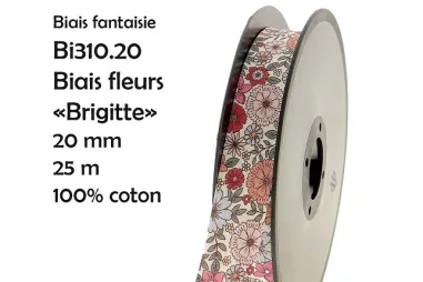 Nieuwe fournituren - Biasband bloemetjes 20 mm - wit multi - Bi310.20