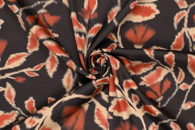 Katoen stof - stars - wit/zwart - 4954-101 - Satijn stof - stretch satijn - bloemen - zwart - 20119-999