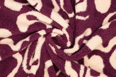 Weinrot - Teddy stof - golven - wijnrood - 416103-11