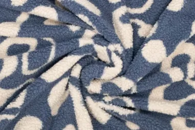 350gr/M² - Teddy stof - golven - jeansblauw - 416103-12