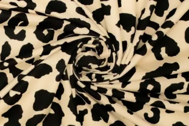 Danskleding stoffen - Tricot stof - sportswear - luipaard - crème zwart - 458026-10