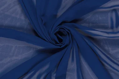 Doorschijnende stoffen - Voile stof - Chiffon uni - kobalt - 3969-005