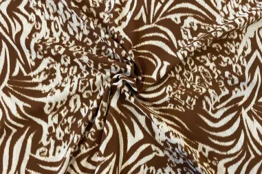 Joggingstof - camel - 5650-053 - Polyester stof - bubble chiffon - animal blocks - bruin - 18180-100