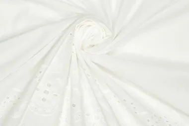 Fibre Mood - Embroidery stof - katoen - bloemen - wit - 34/310370-30