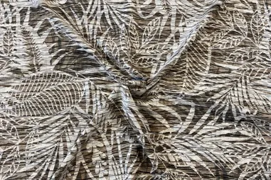 Neue Stoffe - Polyester stof - crinckle - bladeren - donkerbeige - 18927-960