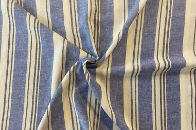 Neue Stoffe - Linnen stof - linnenmix - strepen - blauw - 310201-24