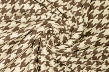 Neue Stoffe - Polyester stof - pied de poule - bruin - 417073-70
