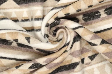 Deken stoffen - Wollen stof - wolmix - jacquard - native plaid - crème multi - 21441-004